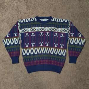 Vintage Sergio Sweater Mens Large All Over Aztec Southern Heavy Knit Pullover